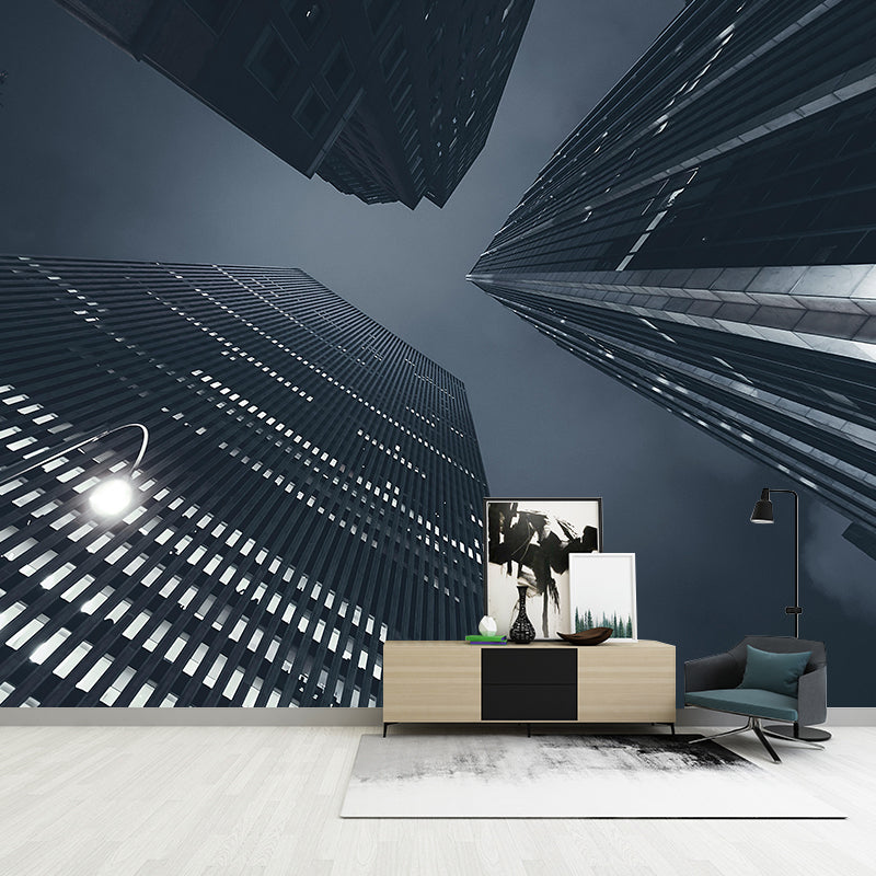 City Photography Horizontal Wall Mural Decal Moisture Resistant for Meeting Room