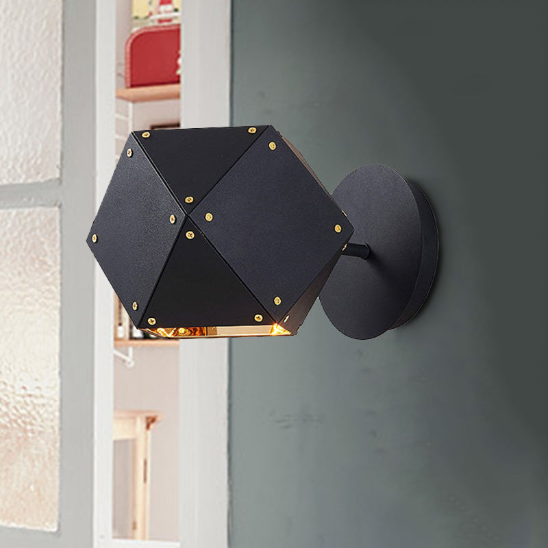 Metal Geometric Wall Light Sconce Modernism 1 Light Black Wall Lighting Fixture for Dining Room
