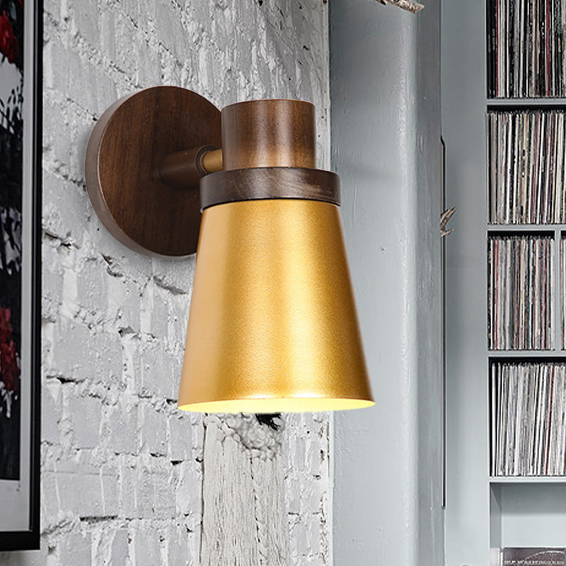 Minimalistische kegel houten sconce 1 hoofdmuurverlichting in goud voor woonkamer
