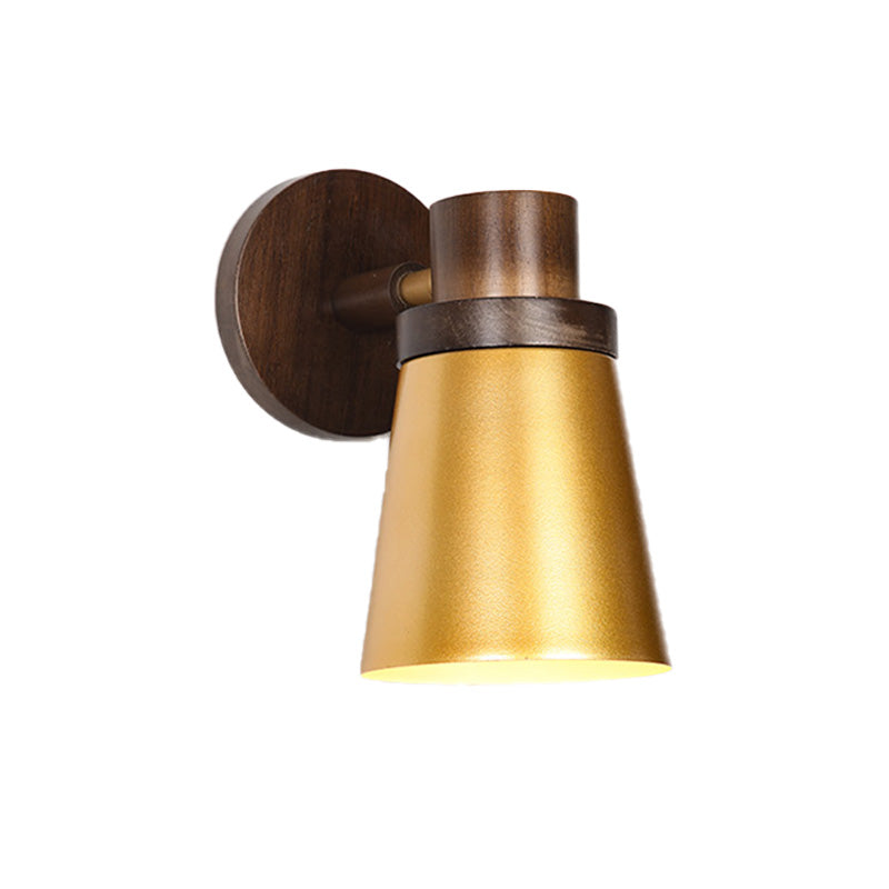Minimalistische kegel houten sconce 1 hoofdmuurverlichting in goud voor woonkamer