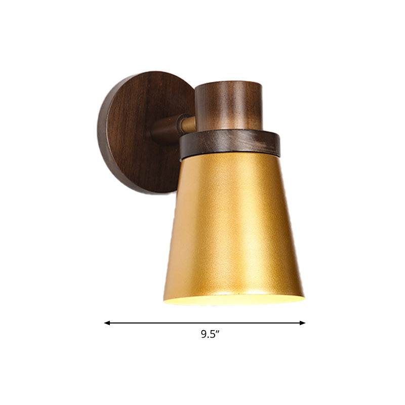 Minimalistische kegel houten sconce 1 hoofdmuurverlichting in goud voor woonkamer