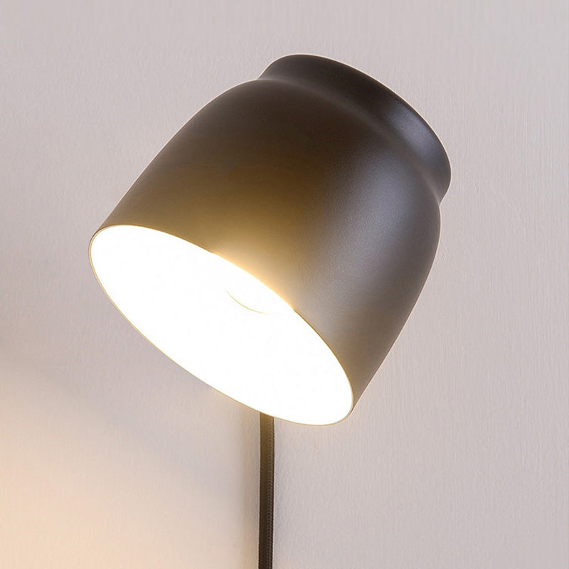 Asian Dome Gnonce Light Wooden 1 Head Bedroom Wall Lighting Fixture in Black