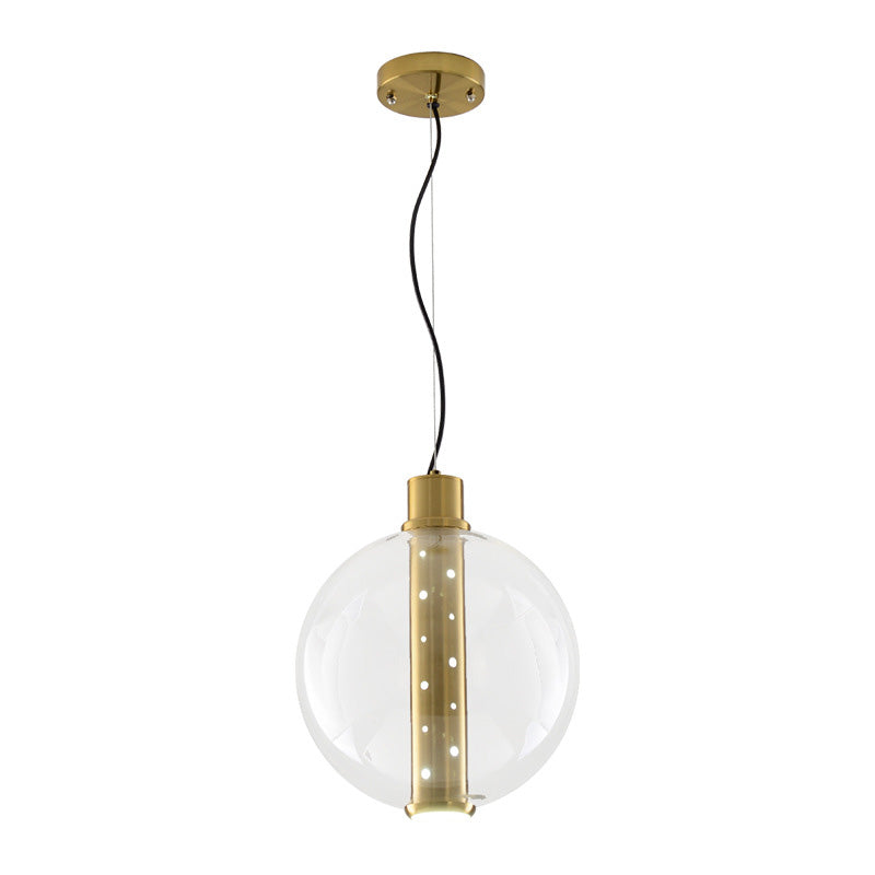 Globe Clear Glass Pendant Lighting Minimalist 1 Light Gold LED Hanging Lamp for Bedroom