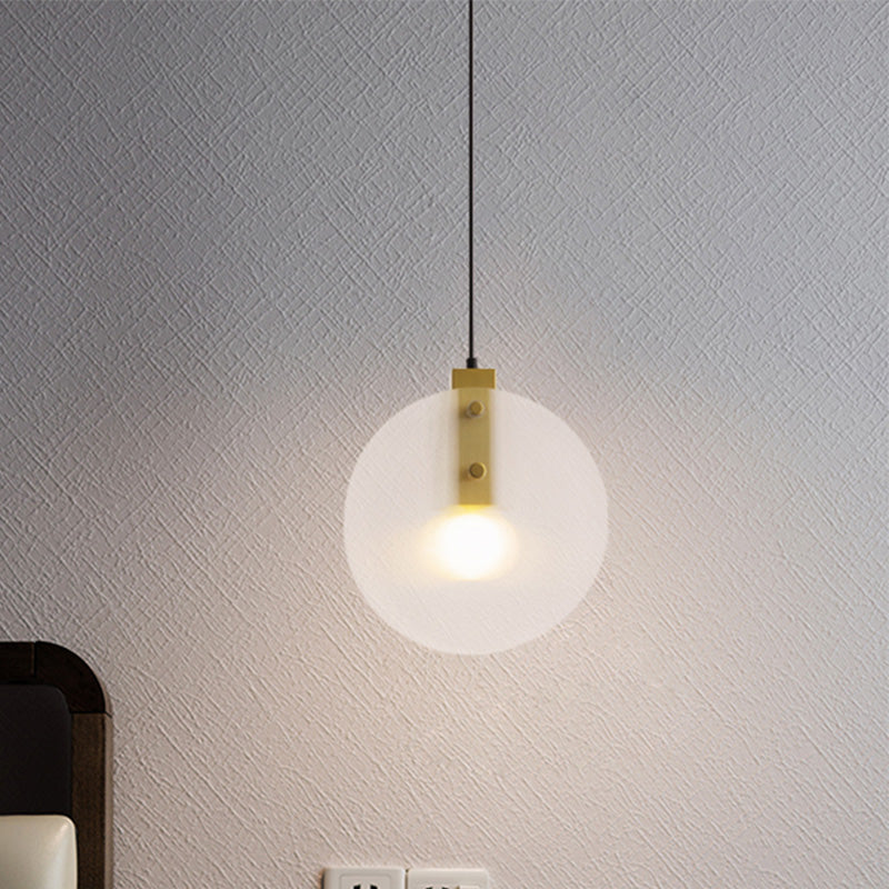 Gold Orb Pendant Lamp Modernist 1 Head Clear Glass Suspension Light for Dining Room