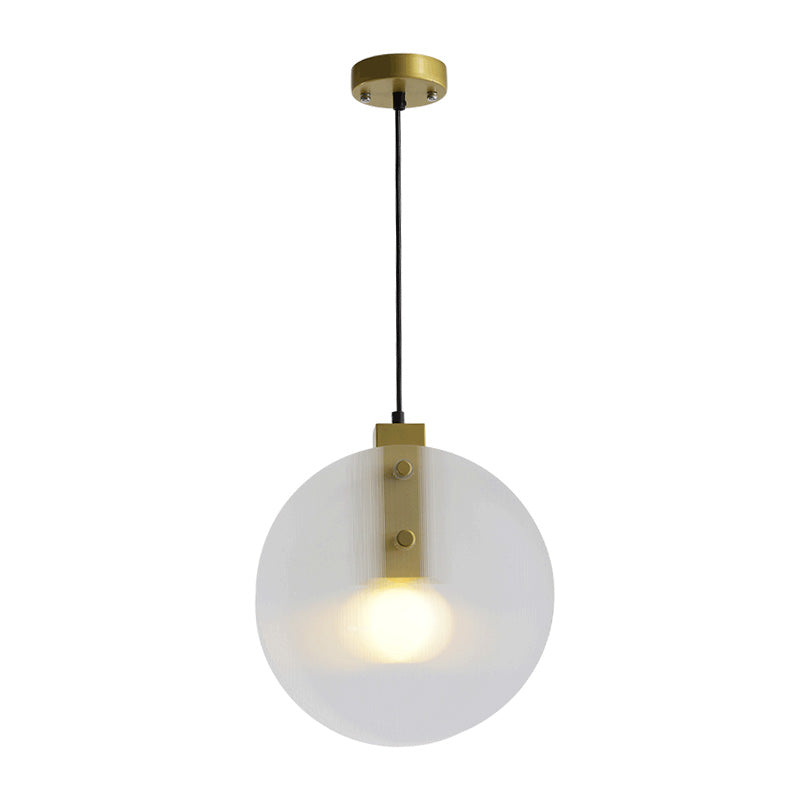 Gold Orb Pendant Lamp Modernist 1 Head Clear Glass Suspension Light for Dining Room