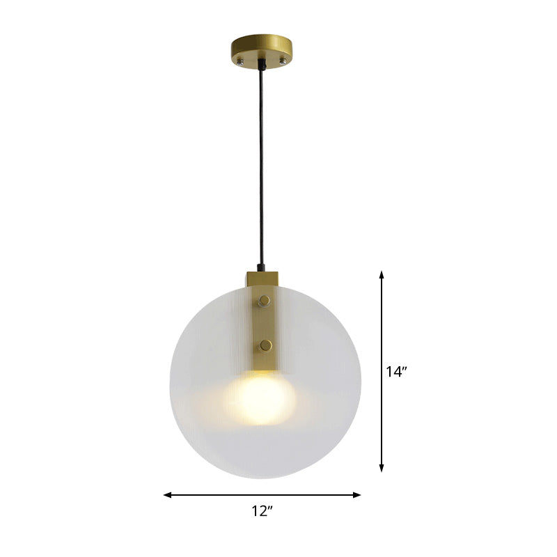 Gold Orb Pendant Lamp Modernist 1 Head Clear Glass Suspension Light for Dining Room