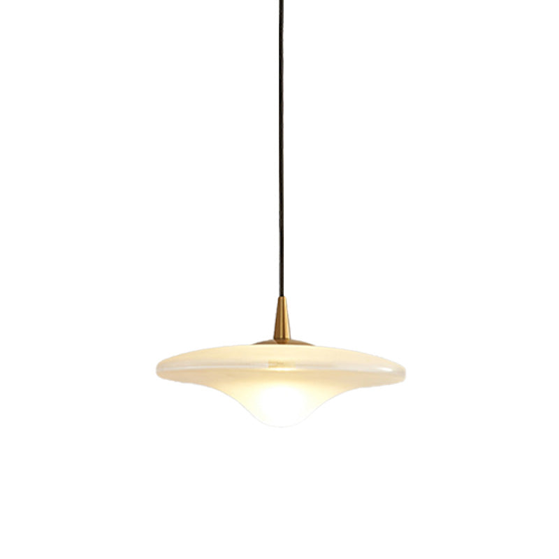 Contemporary Flare Hanging Lamp White Glass 1 Bulb Restaurant Down Lighting Pendant