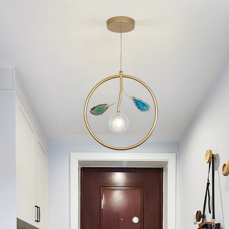 Cage Pendant Ceiling Light Modernist Metal 1 Bulb LED Gold Suspended Lighting for Foyer