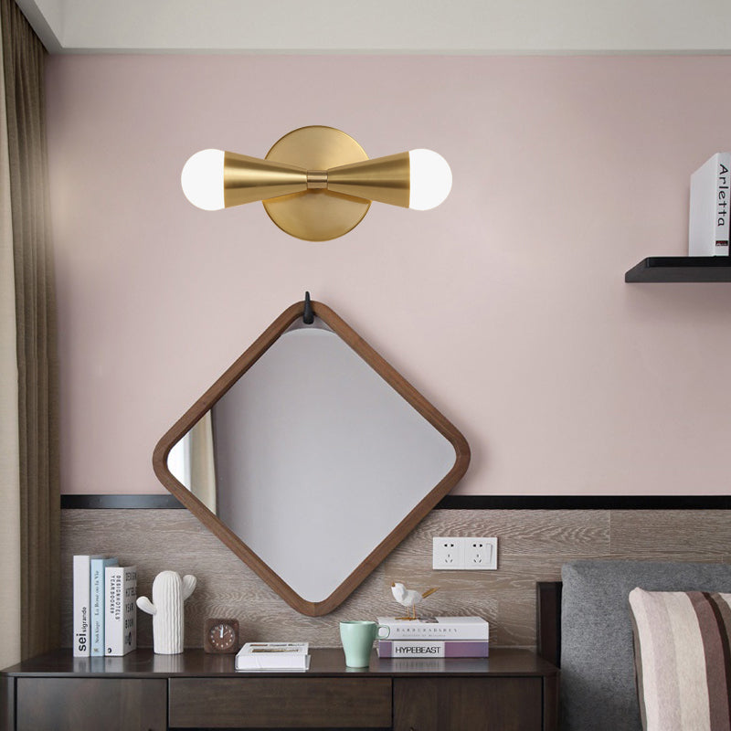 Metal Agradable Agramado Luz de lámpara Minimalismo 2 luces Idea de iluminación de pared de latón para sala de estar