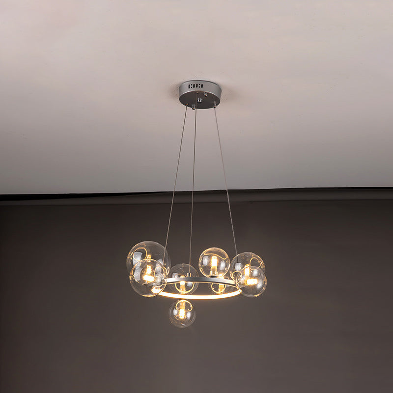 Globe Chandelier Light Fixture Modern Clear Glass Pendant Lighting for Restaurant