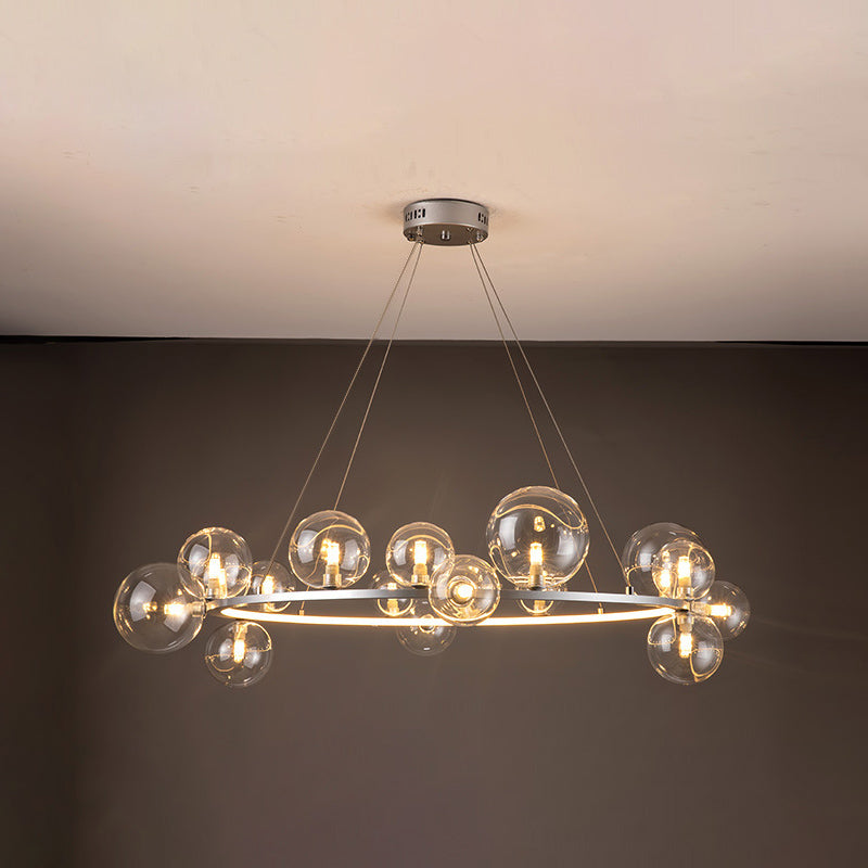Globe Chandelier Light Fixture Modern Clear Glass Pendant Lighting for Restaurant