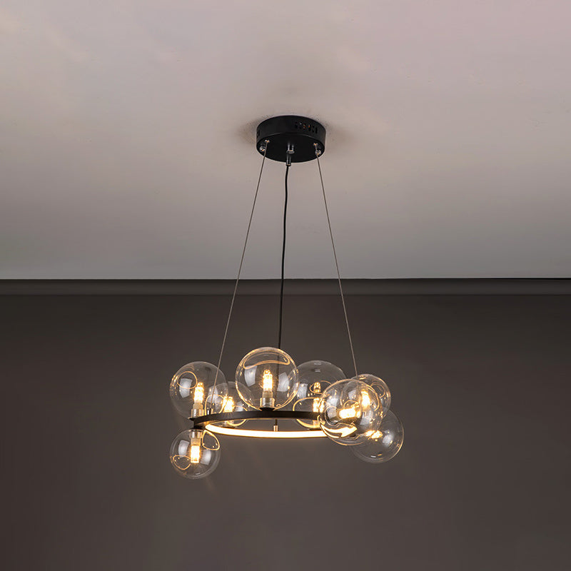 Globe Chandelier Light Fixture Modern Clear Glass Pendant Lighting for Restaurant
