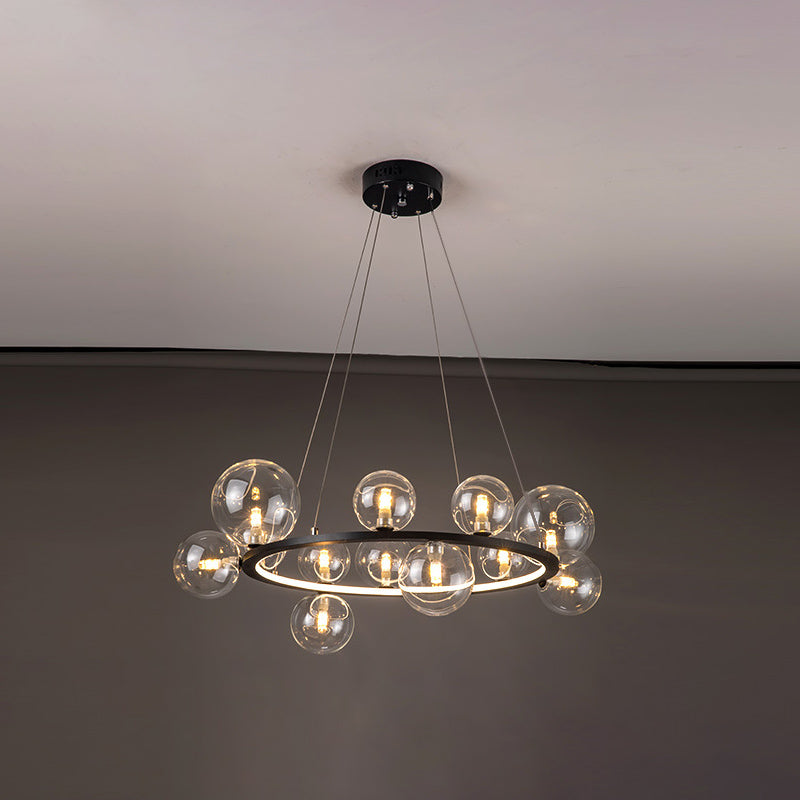 Globe Chandelier Light Fixture Modern Clear Glass Pendant Lighting for Restaurant