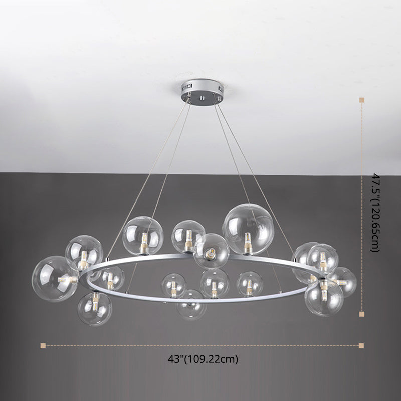 Globe Chandelier Light Fixture Modern Clear Glass Pendant Lighting for Restaurant