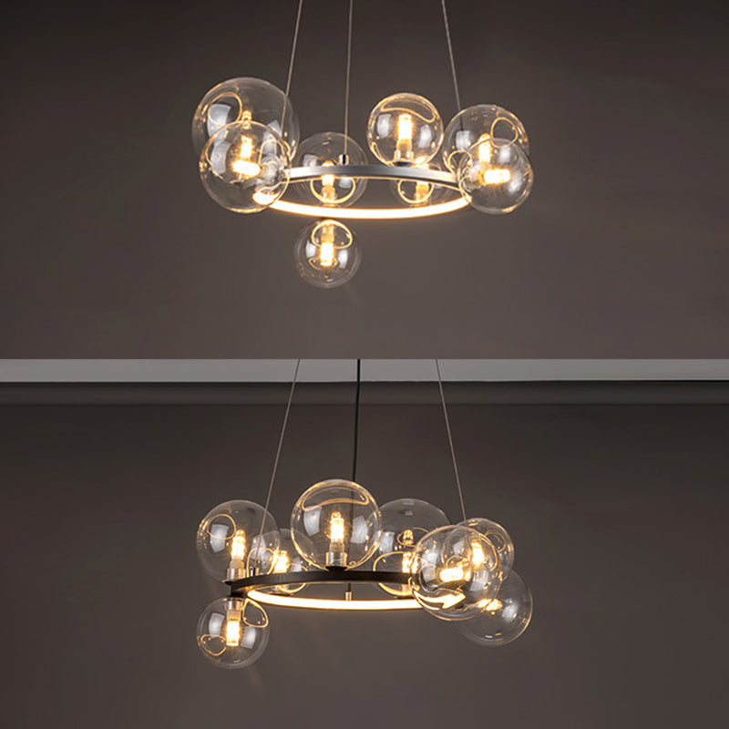 Globe Chandelier Light Fixture Modern Clear Glass Pendant Lighting for Restaurant