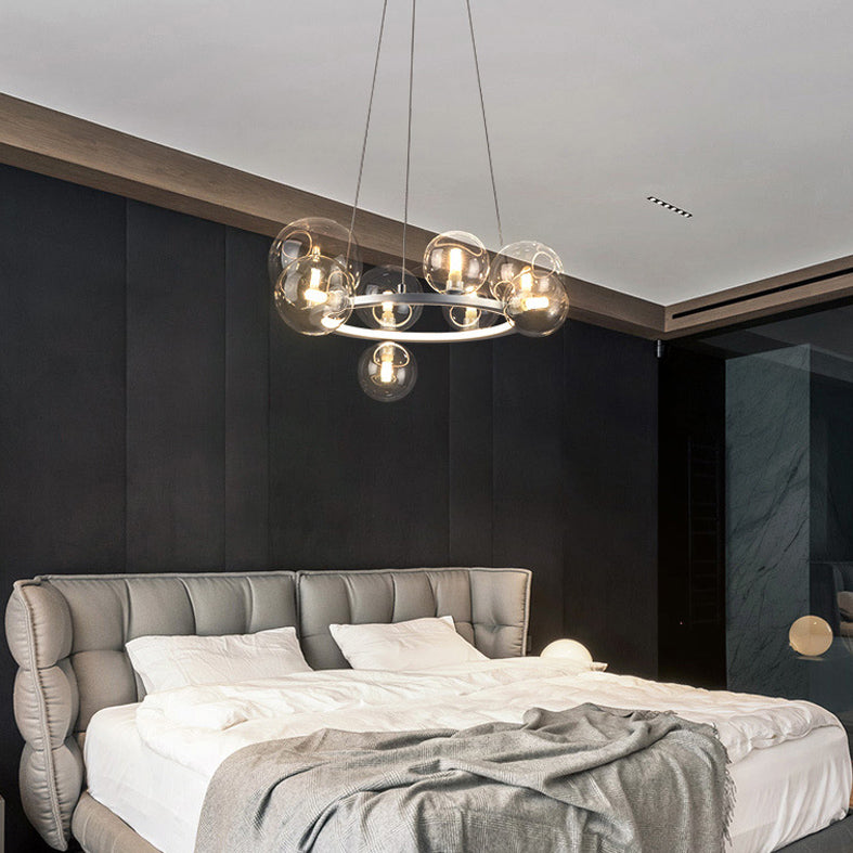 Globe Chandelier Light Fixture Modern Clear Glass Pendant Lighting for Restaurant