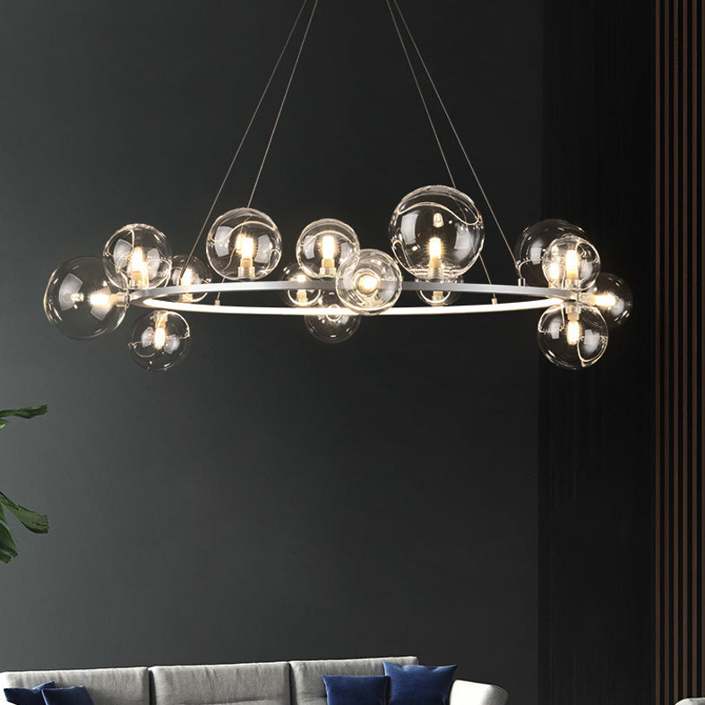 Globe Chandelier Light Fixture Modern Clear Glass Pendant Lighting for Restaurant