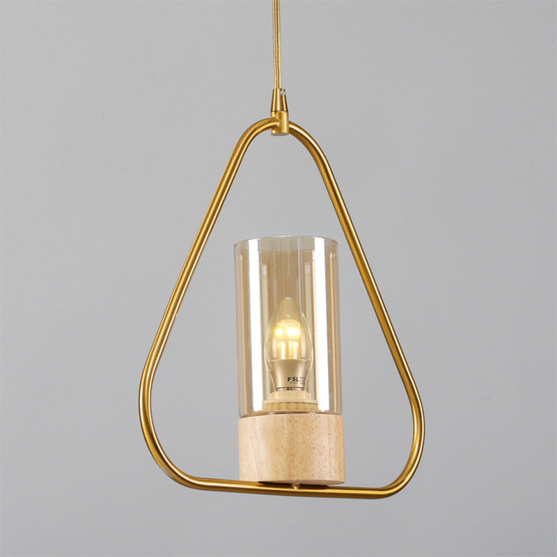 Triangle Drop Pendant Modernism Metal 1 Head Living Room Suspension Light in Gold