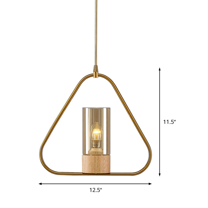Triangle Drop Pendant Modernism Metal 1 Head Living Room Suspension Light in Gold