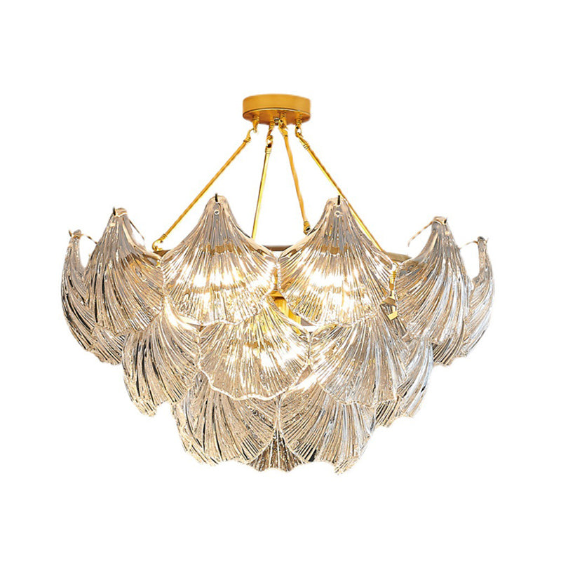 Traditional Style Glass Chandelier Lamp Gold Vintage Lighting Fixture for Living Room