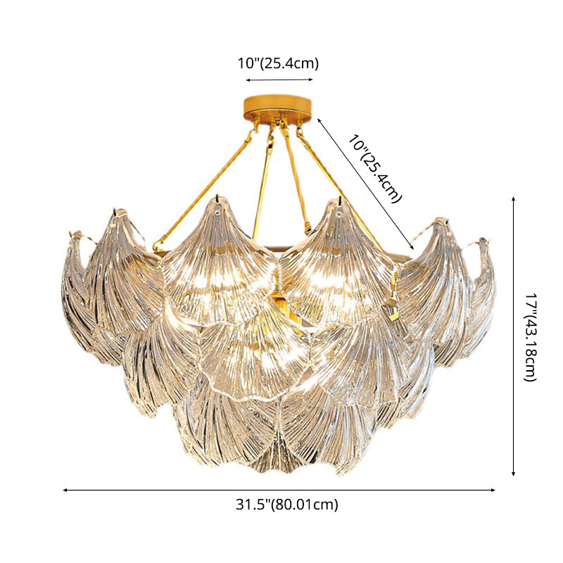 Traditional Style Glass Chandelier Lamp Gold Vintage Lighting Fixture for Living Room