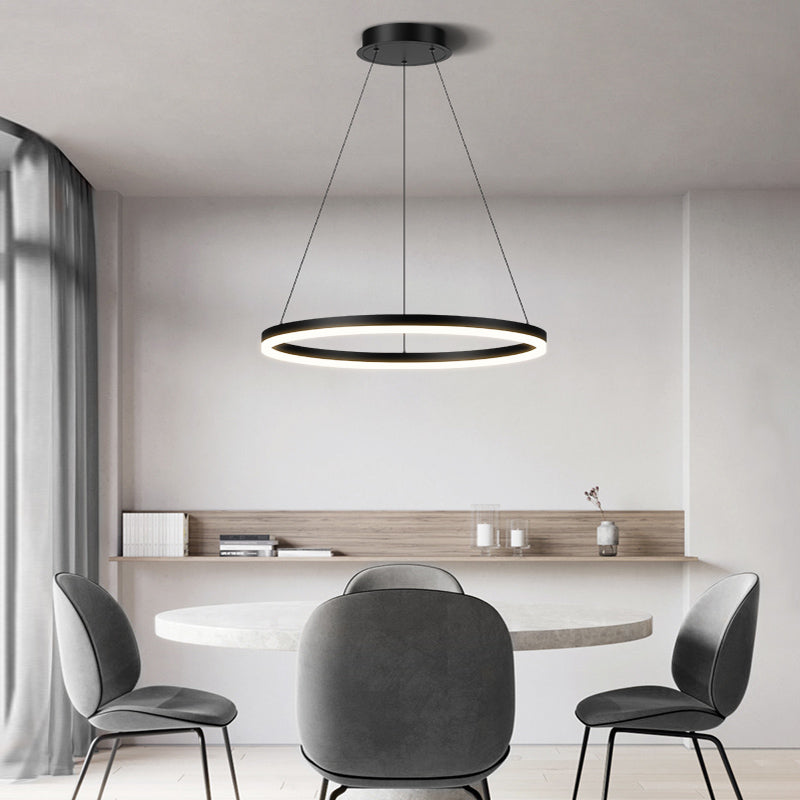 Dining Room One Head Pendant Light Black Metal LED Simple Ceiling Pendant Lamp