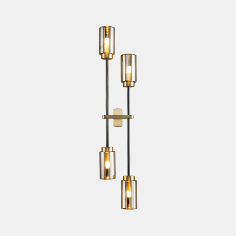 Noordse buisvormige wand sconce verlichting glazen slaapkamer wandlicht sconce in rookgrijs