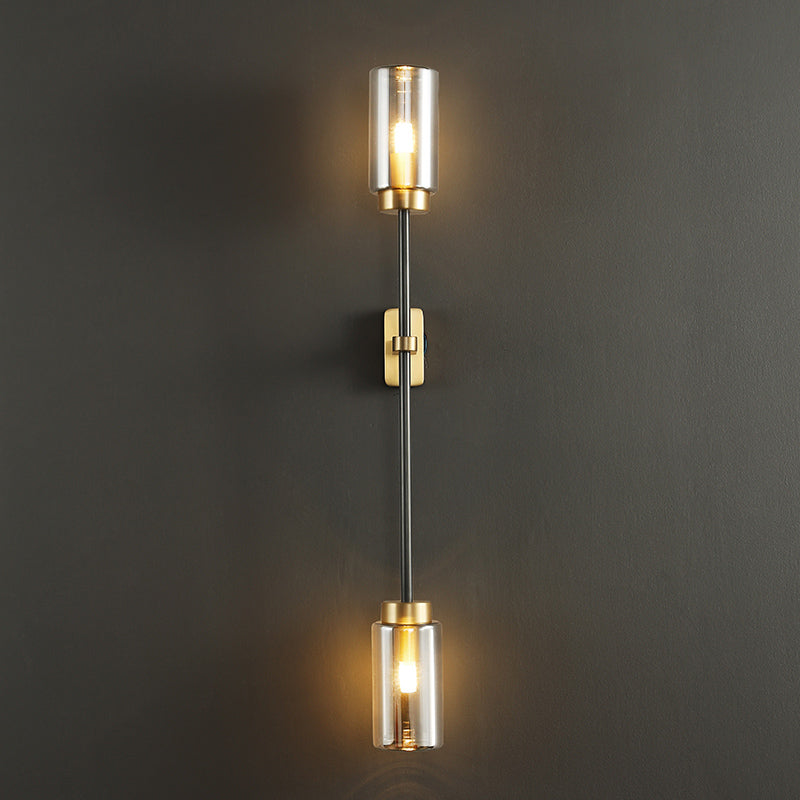 Noordse buisvormige wand sconce verlichting glazen slaapkamer wandlicht sconce in rookgrijs