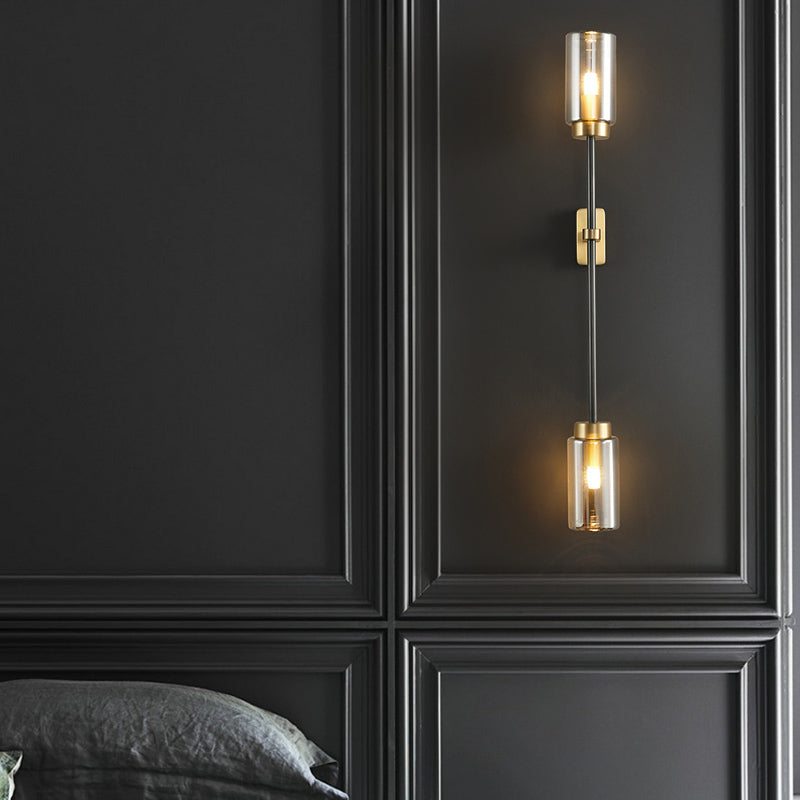 Noordse buisvormige wand sconce verlichting glazen slaapkamer wandlicht sconce in rookgrijs