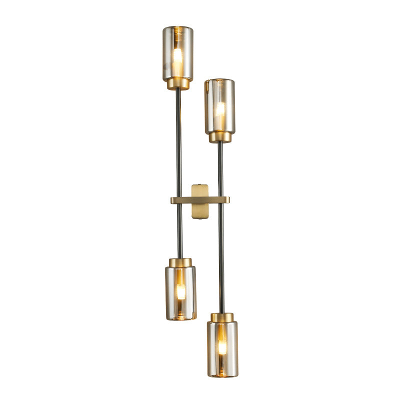 Noordse buisvormige wand sconce verlichting glazen slaapkamer wandlicht sconce in rookgrijs
