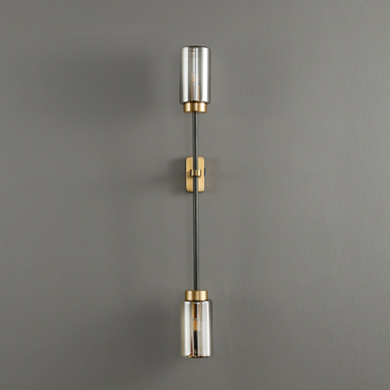 Noordse buisvormige wand sconce verlichting glazen slaapkamer wandlicht sconce in rookgrijs