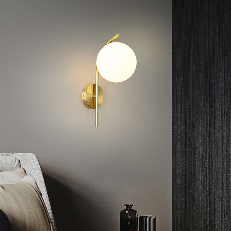 Minimalist Wall Sconce Lighting White Spherical Wall Mounted Light with Glass Shade