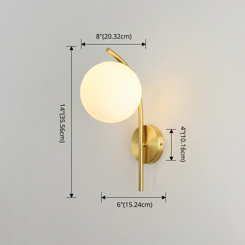 Minimalist Wall Sconce Lighting White Spherical Wall Mounted Light with Glass Shade