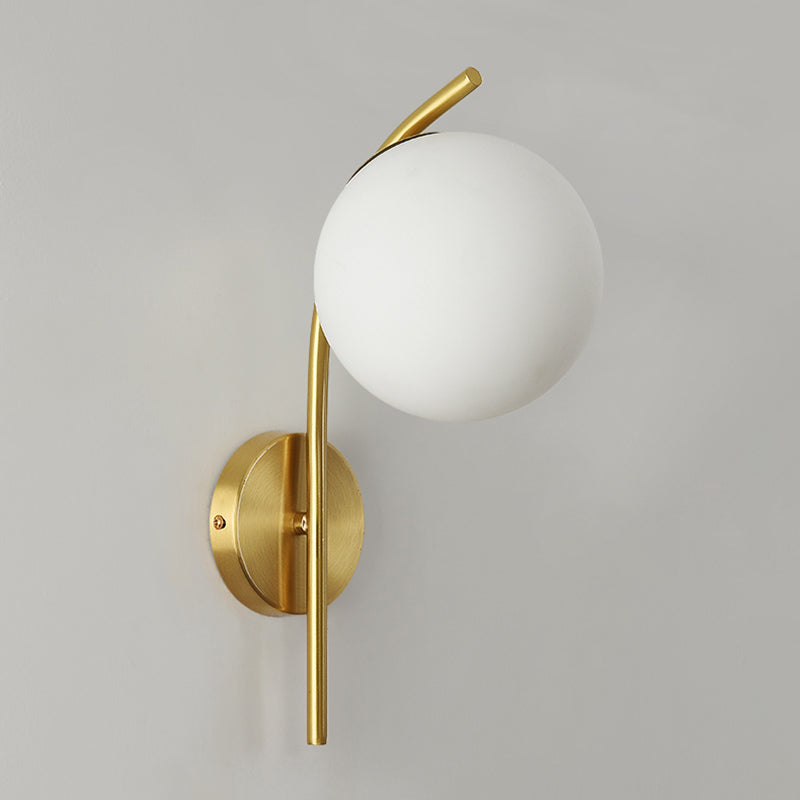 Minimalist Wall Sconce Lighting White Spherical Wall Mounted Light with Glass Shade