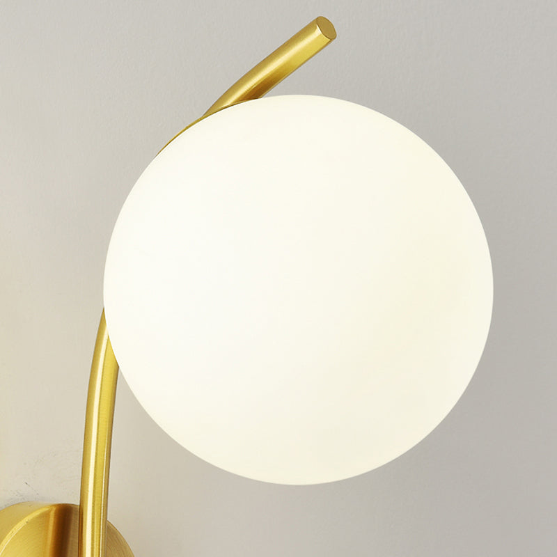 Minimalist Wall Sconce Lighting White Spherical Wall Mounted Light with Glass Shade
