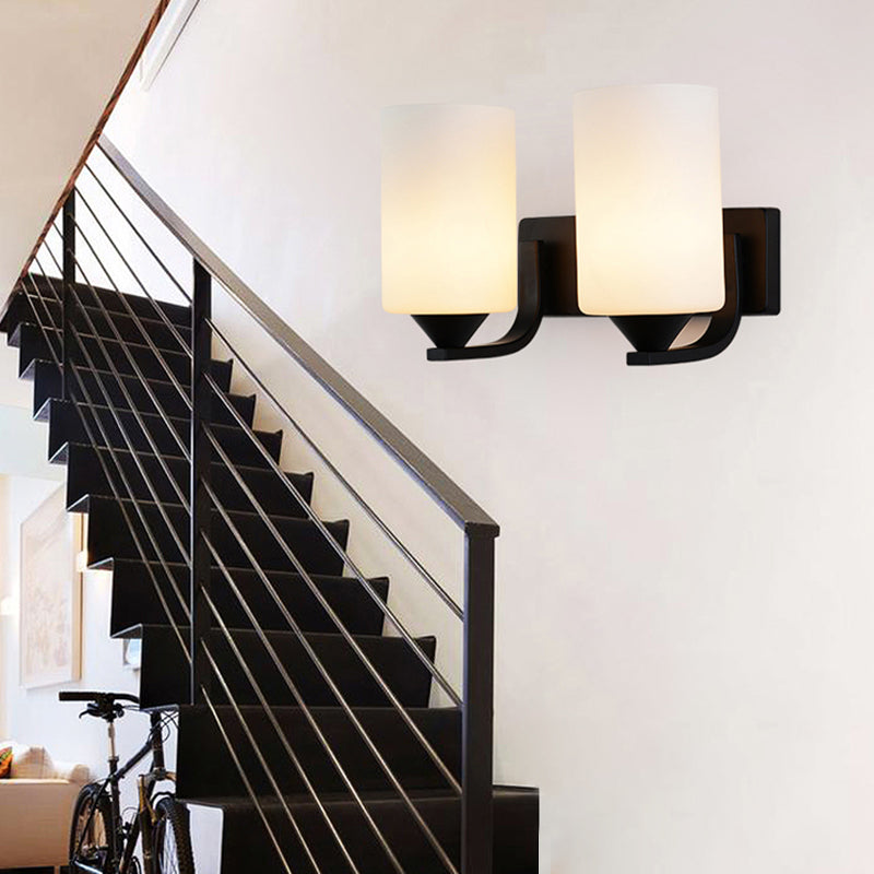 Luz de montaje en la pared de la pared de la pared de lámpara de pared simple con sombra de vidrio de cilindro
