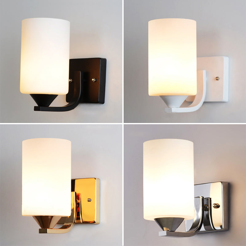 Luz de montaje en la pared de la pared de la pared de lámpara de pared simple con sombra de vidrio de cilindro