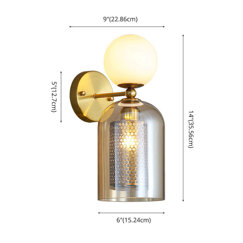 Glass Shaded Wall Light Sconce Nordic Style Wall Lighting Fixture for Living Room