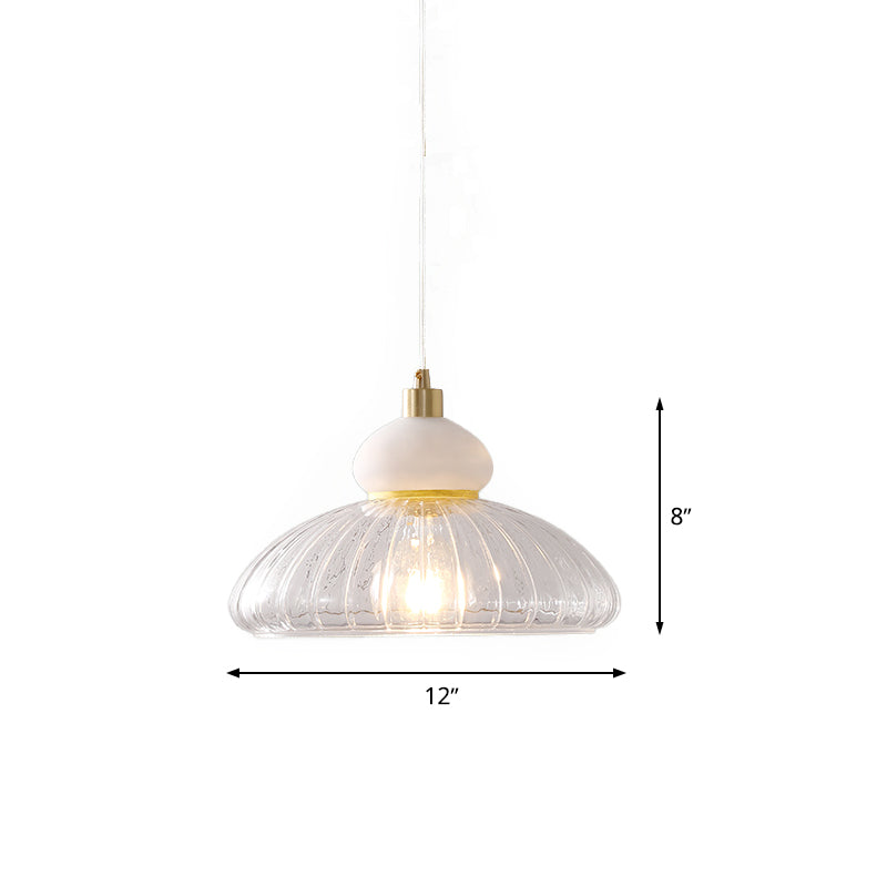 Modernism 1 Bulb Ceiling Pendant White Dome Hanging Light Kit with Clear Glass Shade