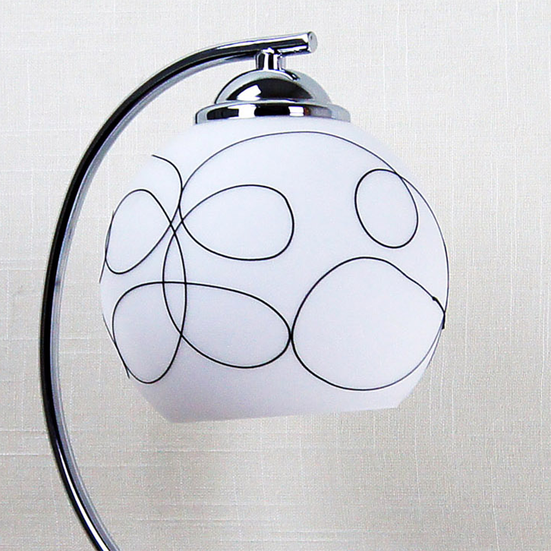 Chrome Gooseneck Table Lamp Minimalist 1-Light Metal Nightstand Light with Ball White Glass Shade
