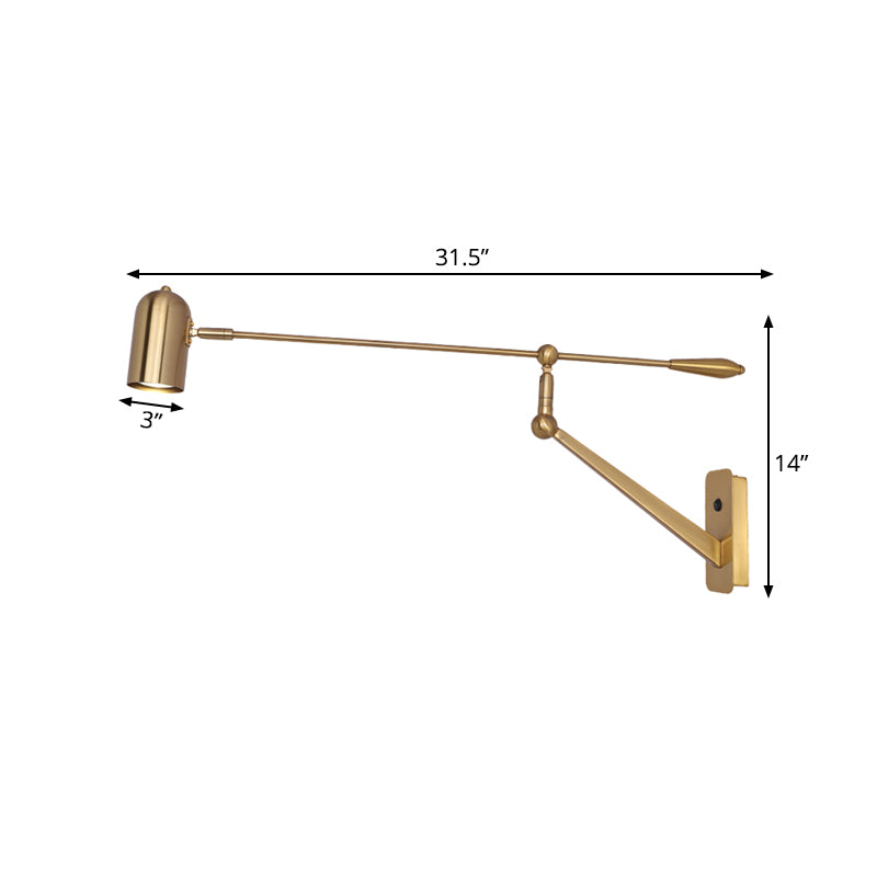 Modern Swing Arm Wall Sconce Metal 1 Light Living Room Wall Lamp in Gold for Bedroom