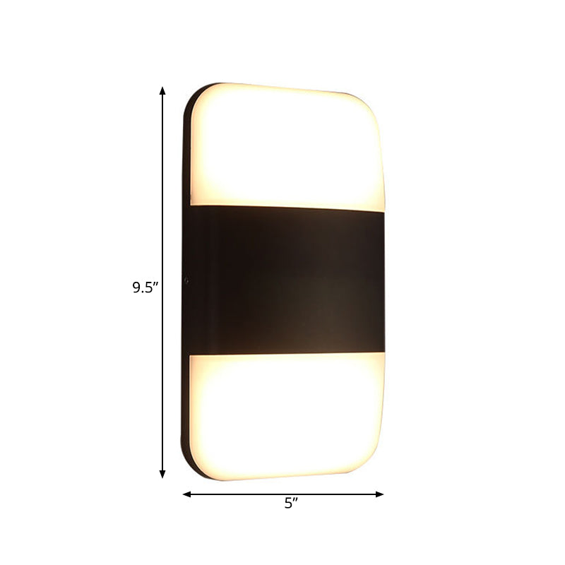 Zwarte rechthoek SCONCE LICHT Modernisme Led metalen wandverlichtingsarmatuur in warm/wit licht