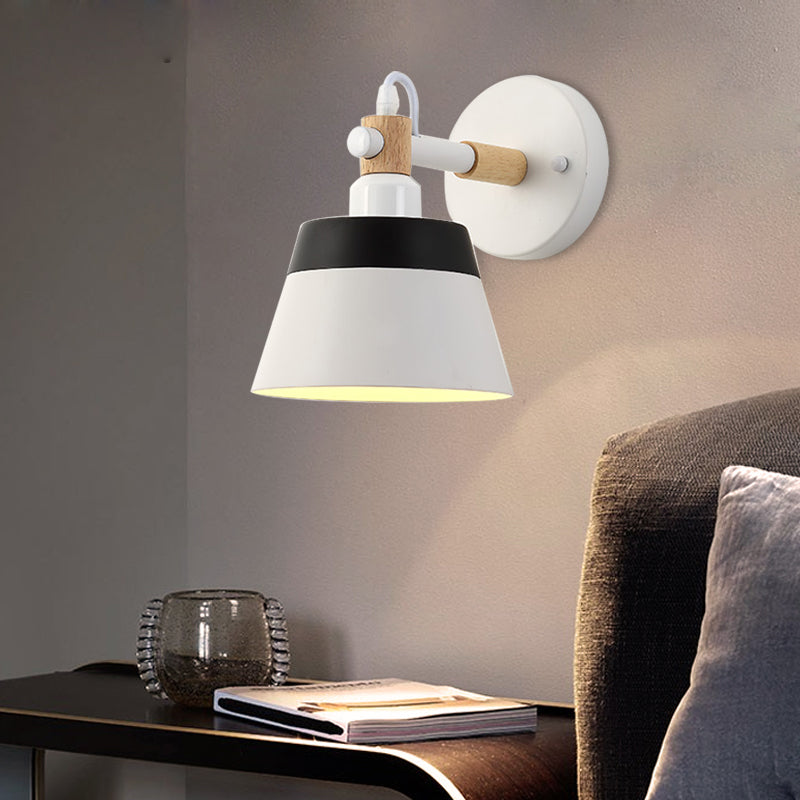 Éclairage d'écran d'applique de tambour asiatique en bois 1 chambre à coucher la monture murale LED Éclairage en blanc / rose