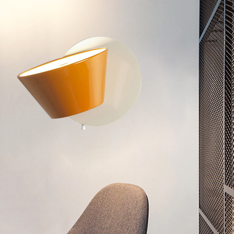 Iluminación de pared de barril de naranja modernista 1 bombilla LED de metal de montaje de pared de luz lámpara de luz