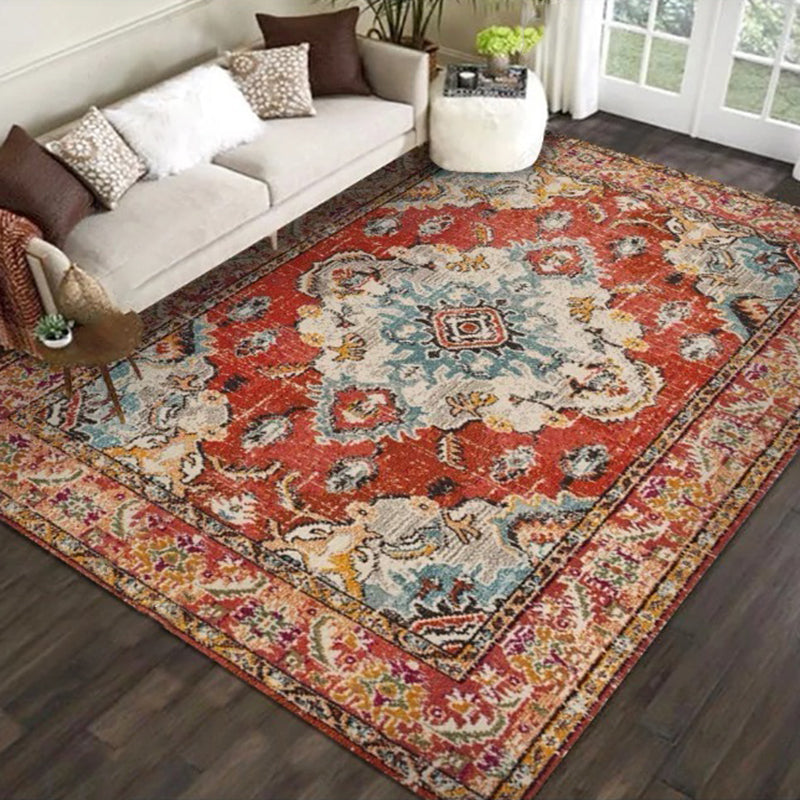 Traditional Home Decoration Area Rug Ethnic Print Carpet Polyester Pet Friendly Indoor Carpet