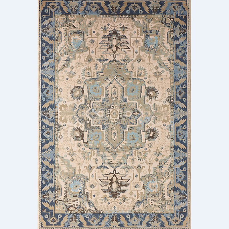 Traditional Home Decoration Area Rug Ethnic Print Carpet Polyester Pet Friendly Indoor Carpet