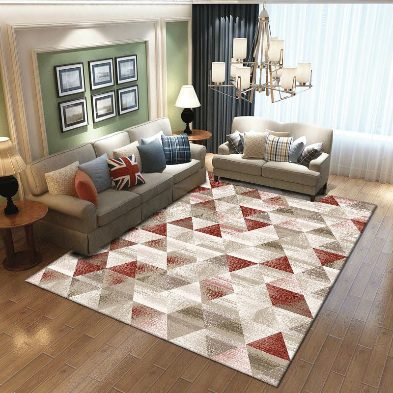 Modern Indoor Rug Geometric Contrast Panel Rug Polyester Non-Slip Area Carpet for Living Room
