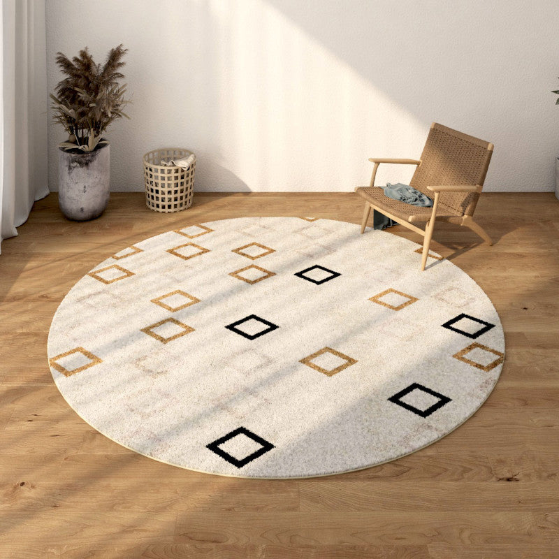 White Bohemian Area Rug Americana Pattern Polyester Rug Anti-Slip Area Carpet for Living Room
