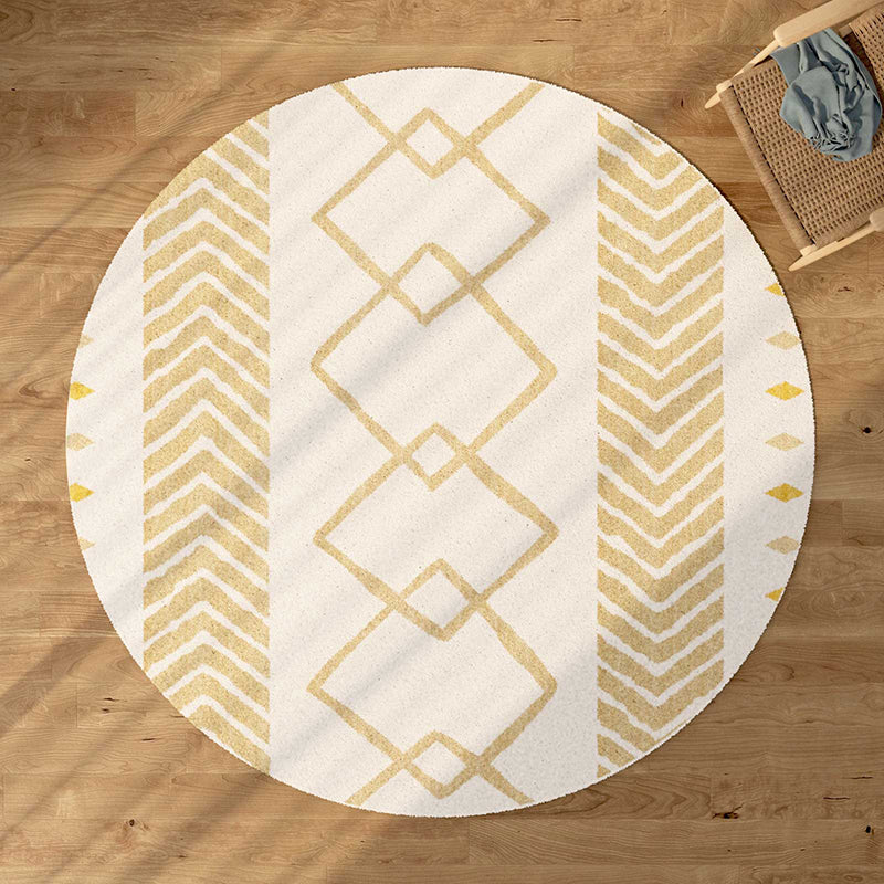 White Bohemian Area Rug Americana Pattern Polyester Rug Anti-Slip Area Carpet for Living Room