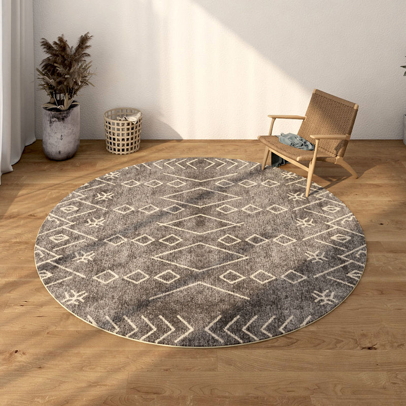 White Bohemian Area Rug Americana Pattern Polyester Rug Anti-Slip Area Carpet for Living Room